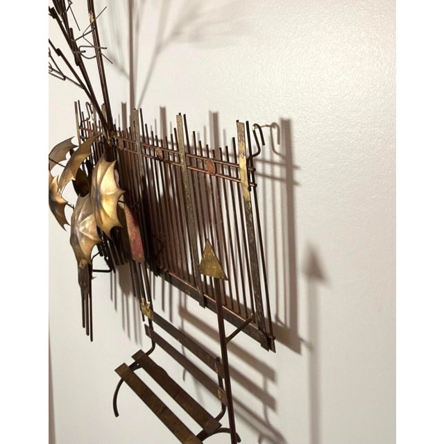 1970s Curtis Jere “Rainy Day at the Bus Stop” Mixed Metal Wall Sculpture, 1972 For Sale - Image 5 of 6