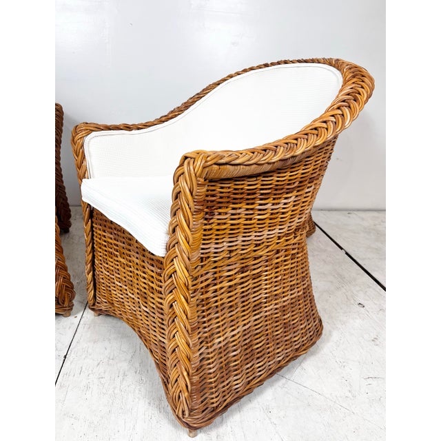 Boho Chic Vintage Braided Wicker Dining Set- Table and 4 Chairs For Sale - Image 3 of 12
