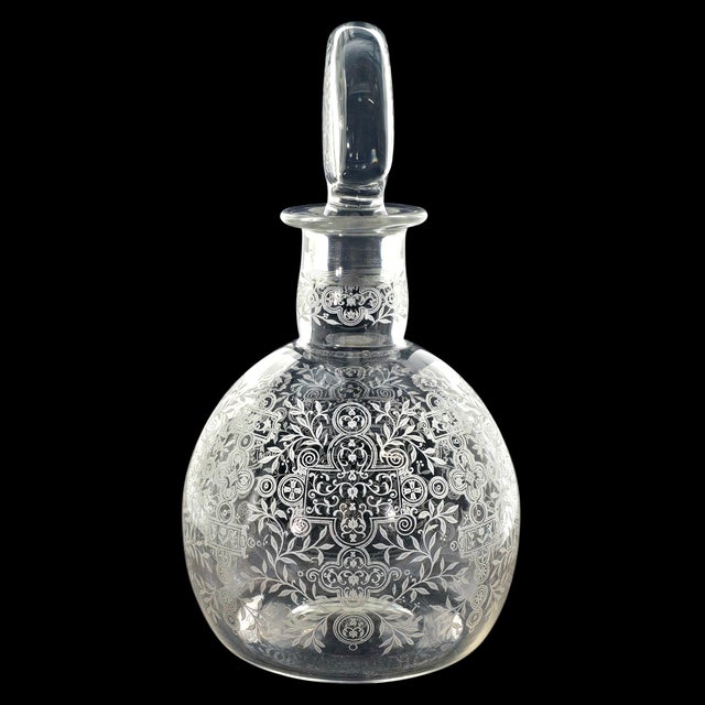 1940s 1940s Baccarat “Michelangelo” Wheel-Engraved Crystal Decanter, Signed For Sale - Image 5 of 18