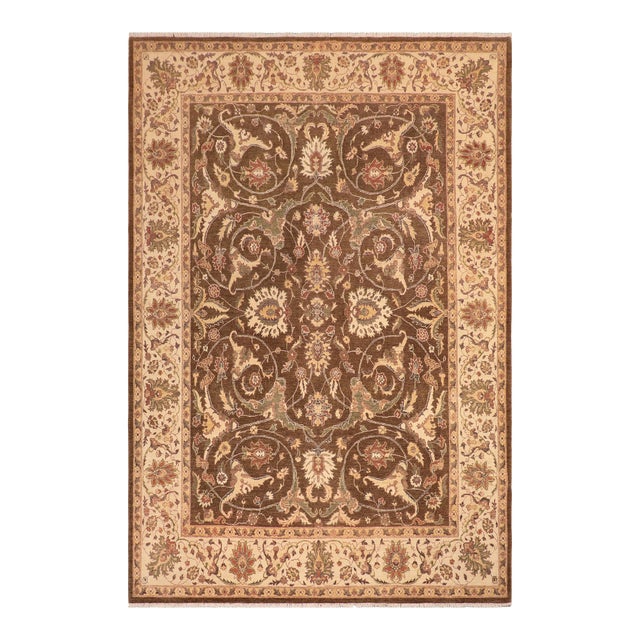 Oriental Ziegler Brown Beige Hand-Knotted Wool Rug - 8'2'' X 11'6'' For Sale