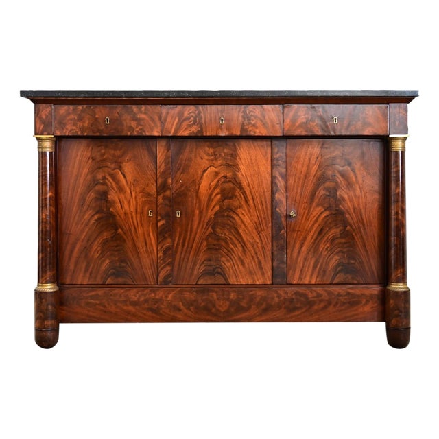 French 19th Century Mahogany Empire Enfilade with Marble Top For Sale