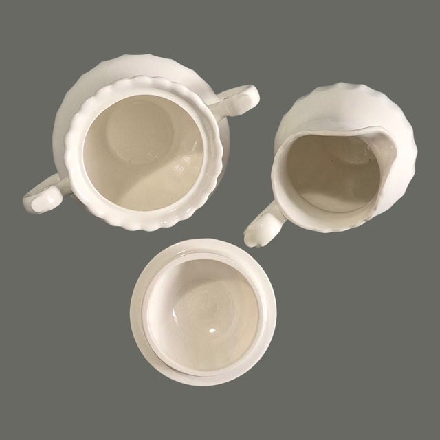 Mid 20th Century Vintage English Ironstone J & G Meakin Classic White Sugar and Creamer Set For Sale - Image 5 of 7