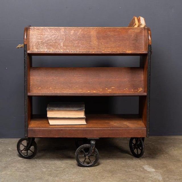 Antique Edwardian Oak Library Trolley, 1900s For Sale - Image 5 of 15