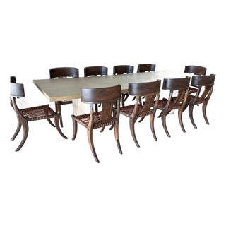 Klismos Style Solid Walnut Dining Chairs -Set of 10 For Sale