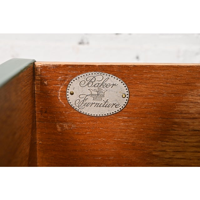 Green Michael Taylor for Baker Far East Collection Green Lacquered Nightstands or End Tables, Newly Refinished For Sale - Image 8 of 12