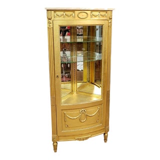 Louis XVI Style Corner Display Bookcase in Gilt Wood, 1880-1900 For Sale
