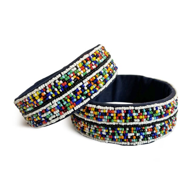 Vintage Multi-Color Beaded African Arm Band Decorative Object For Sale - Image 4 of 6