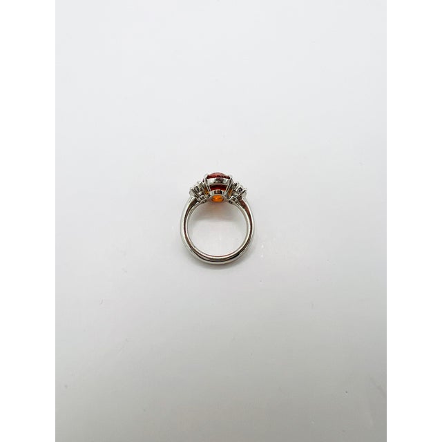 2020s 7.8 Carat Oval Mandarin Garnet & White Oval Diamond Ring in Platinum, Size 6.5 For Sale - Image 5 of 8