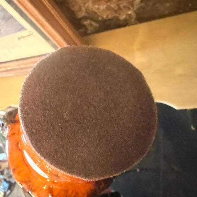 1990s Brutalist Orange and Gray Fat Lava Ceramic German Vase For Sale - Image 9 of 11