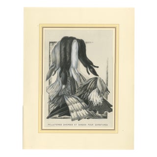 After Ferdinand-Léon Ménétrier, Fashion Design of Fur Pelts and Trimmings, 1910, Watercolor and Gouache on Cardboard For Sale