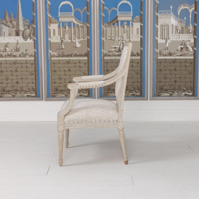18th Century German Louis XVI Period Beech Wood Armchair in Original Paint For Sale In Wichita - Image 6 of 12