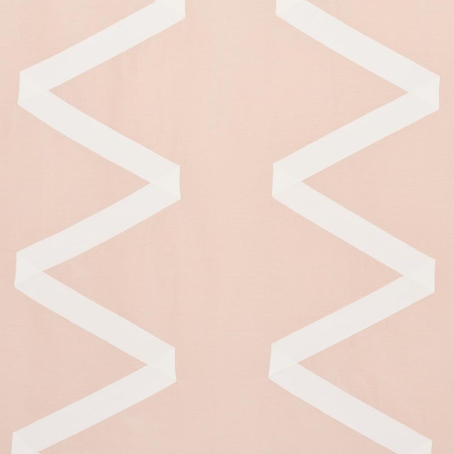 Sample - Schumacher Legere Silk & Linen Applique Fabric in Ivory on Blush For Sale