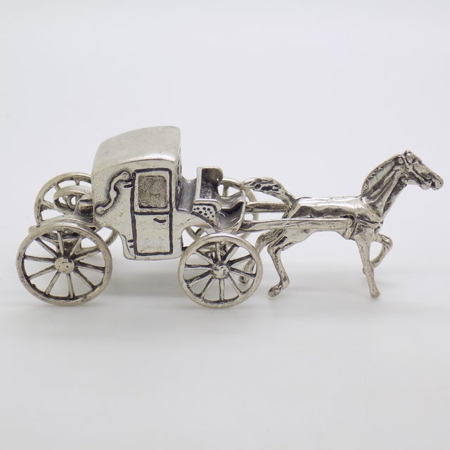 Vintage Italian Handmade Silver Carriage with Horse Figurine, Tuscany, 1970s For Sale - Image 12 of 12