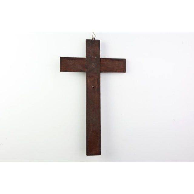 Wood Large Art Deco Crucifix, Belgium, 1920s For Sale - Image 7 of 11