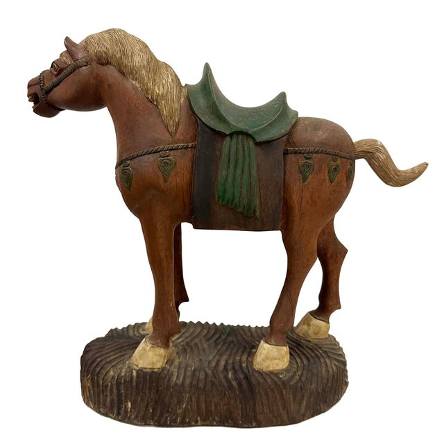 Early 20th-Century Hand-Crafted Chinese Wooden Tang Horse For Sale In Los Angeles - Image 6 of 12