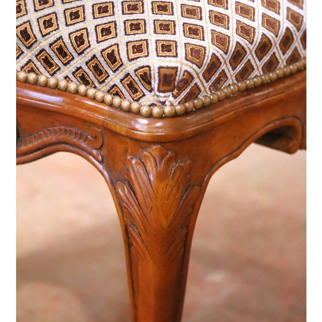 Wood Mid-Century French Louis XV Walnut Desk Chair With Upholstered Seat For Sale - Image 7 of 11