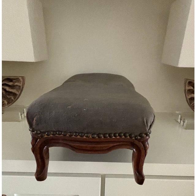 Antique French Low Stool / Antique French Kneeling Stool / Antique French Upholstered Footstool For Sale - Image 11 of 17