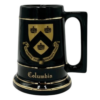 Vintage Columbia University Black Ceramic Mug Stein For Sale