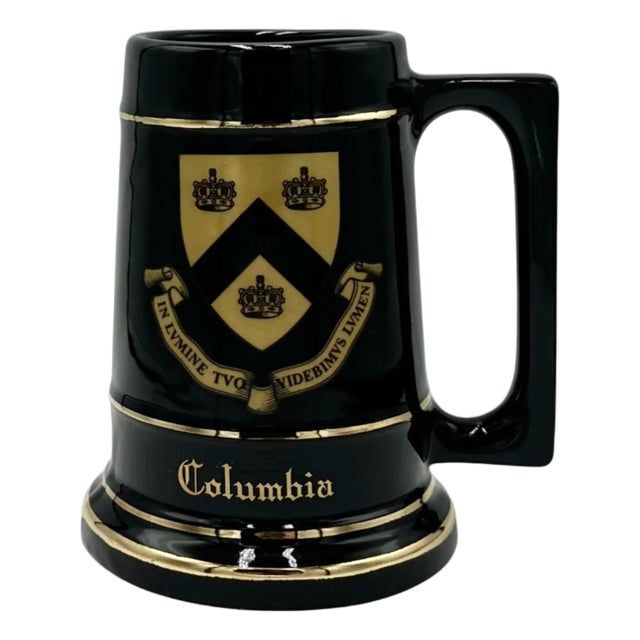 Vintage Columbia University Black Ceramic Mug Stein For Sale