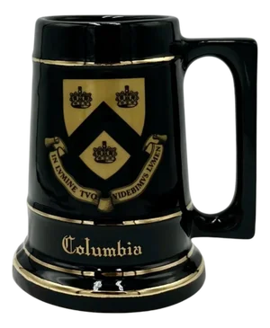 Vintage Columbia University Black Ceramic Mug Stein