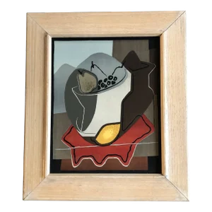 1950’s Braque/Picasso Vintage Abstract Still Life Print Original Modernist Frame