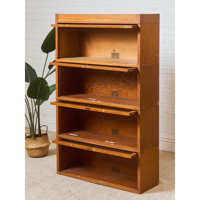 Mid 20th Century Barrister Oak Antique Lawyers Book Shelf by Globe-Wernicke For Sale - Image 11 of 12