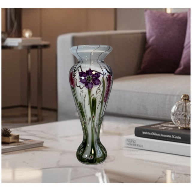 Signed Vandermark-Merritt-Smarr Glass Sv02w 7/100 Numbered Art Glass Floral Cased Art Glass Vase For Sale - Image 14 of 17