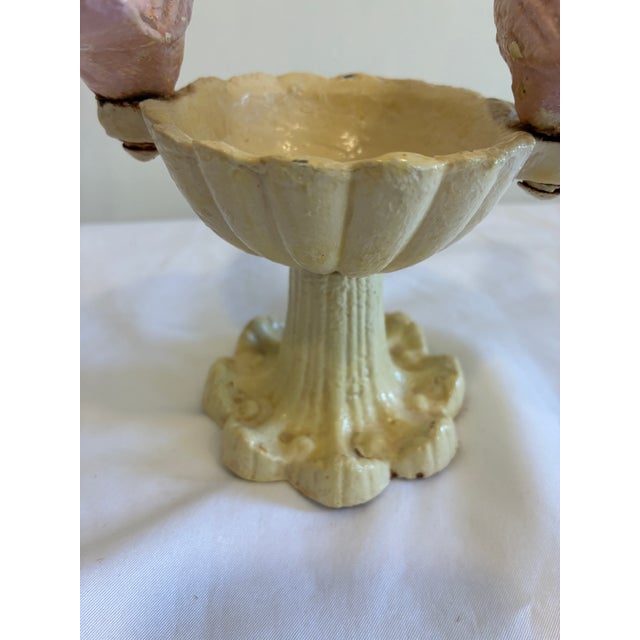 Vintage Cast Iron Bird Feeder Decor With Pink Birds on Pedestal Base For Sale - Image 4 of 9