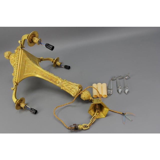 French Louis XVI Style Bronze 3-Light Chandelier, Early 20th Century For Sale - Image 17 of 18