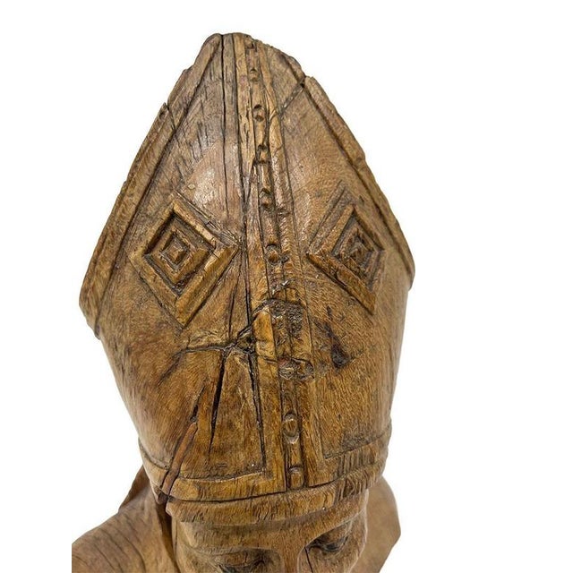 Gold Oak Religious Bust of a Bishop For Sale - Image 8 of 10