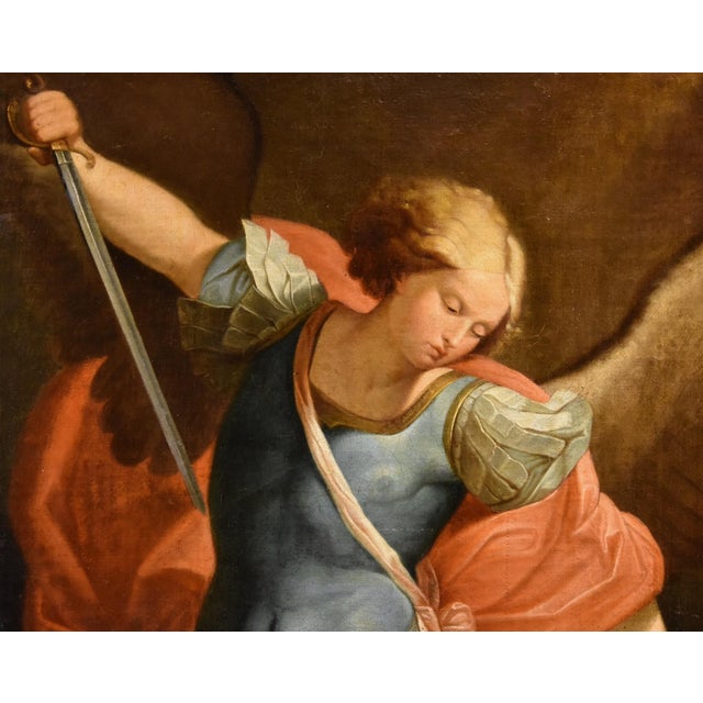 Guido Reni, Archangel Michael, 1600s-1700s, Oil on Canvas For Sale - Image 3 of 15