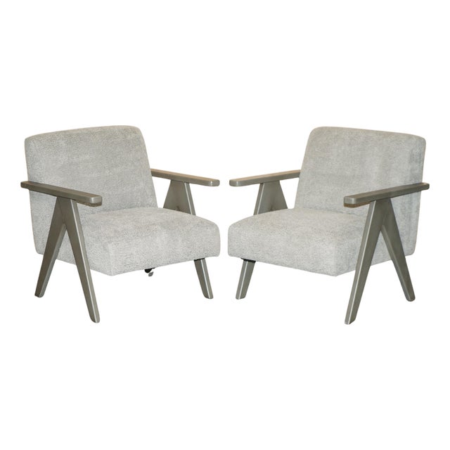 Set of Lounge Chairs in Beech For Sale