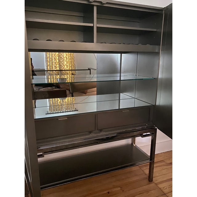 Gray Chin Hua Lotus Bar Grey Finish Dry Bar Cabinet For Sale - Image 8 of 12