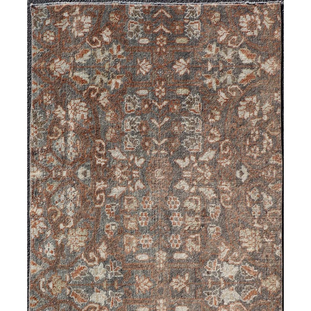 Antique Persian Sultanabad Runner With Soft Blue-Gray Field and Allover Motifs For Sale - Image 4 of 11