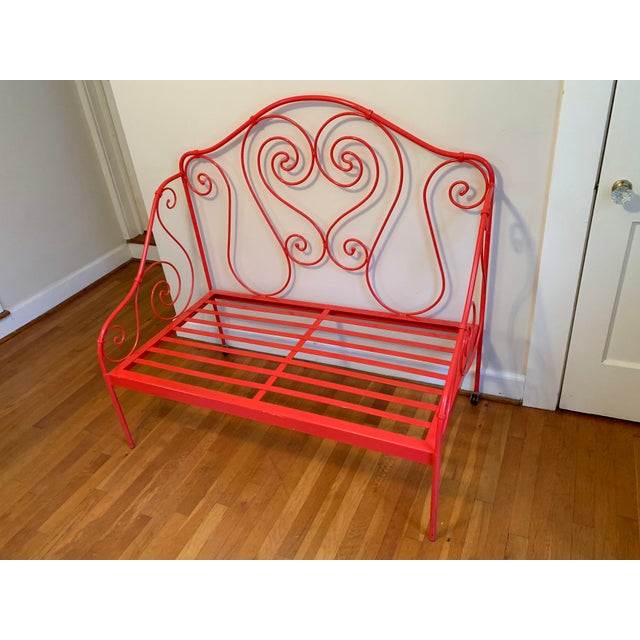 Anthropologie Tomato Red Wrought Iron Loveseat Chairish