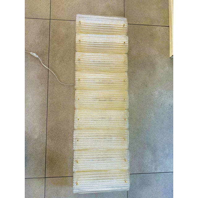 Glass Contemporary Italian Luxury Brass Wall Sconce in Diamanted Murano Glass and Flush Mount For Sale - Image 7 of 7