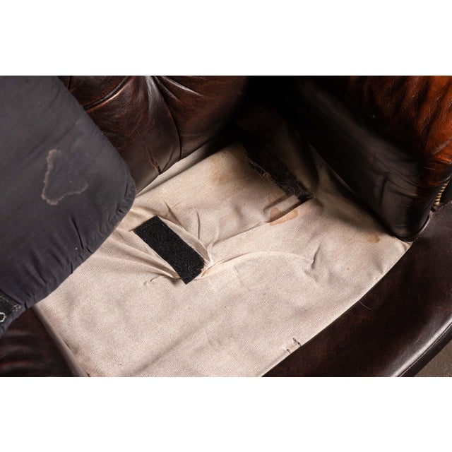 Brown Vintage English Tufted Leather Club Chair in Brown For Sale - Image 8 of 11