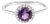 10K White Gold Purple Amethyst and 1/10 Cttw Diamond Halo Ring For Sale