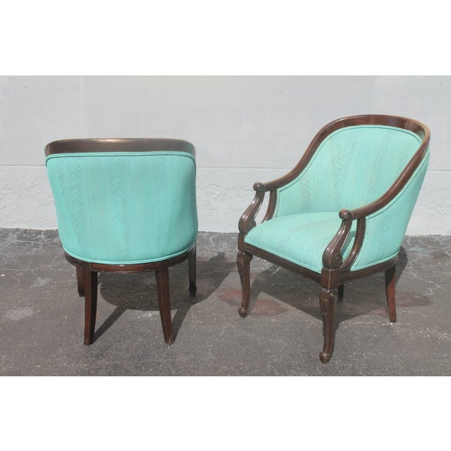 1940s 1940's Traditional Blue Side/ Occasional Chairs a - Pair For Sale - Image 5 of 13