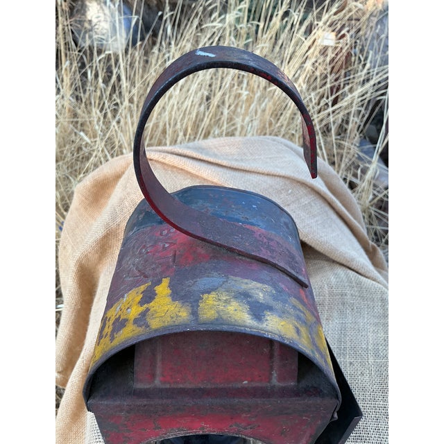Mid-Century Modern Industrial London Railroad & Public Works Lantern MCM Bat Accent Lantern For Sale - Image 3 of 6
