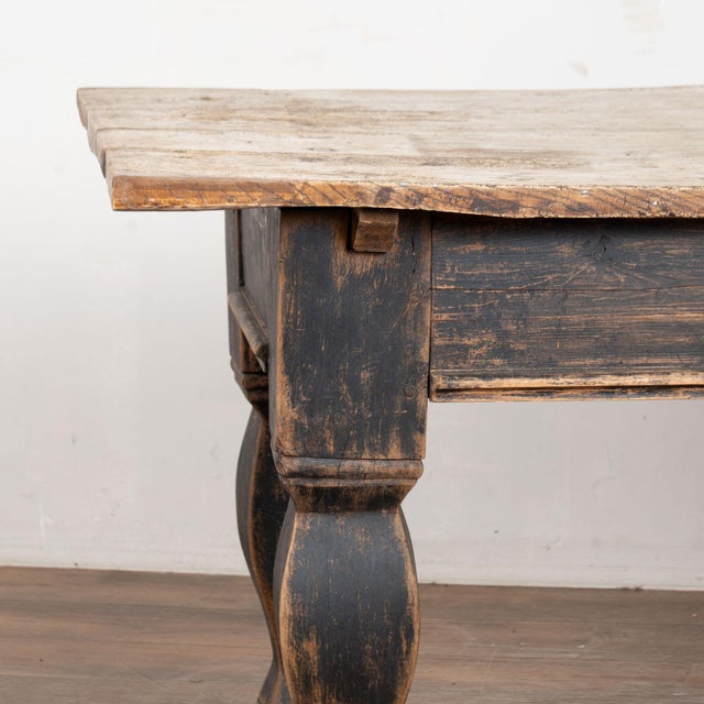 Late 18th Century Danish Baroque Oak Console Table With Black Painted Base For Sale - Image 9 of 15