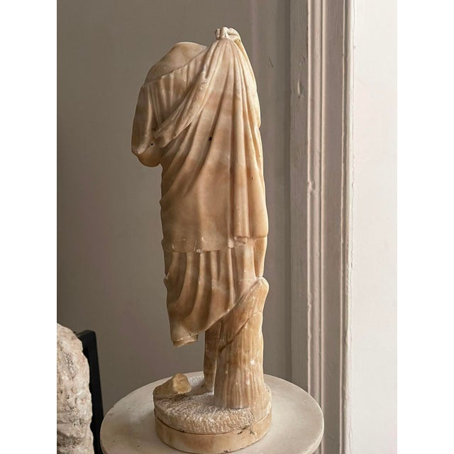 Grand Tour Alabaster Fragment of a Draped Female Figure, 19th Century Italian For Sale - Image 9 of 11