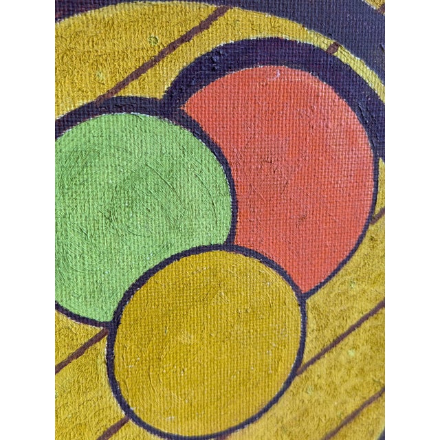 Abstract Yellow Canvas Painting Mid-Century Modern Vintage For Sale In Los Angeles - Image 6 of 9