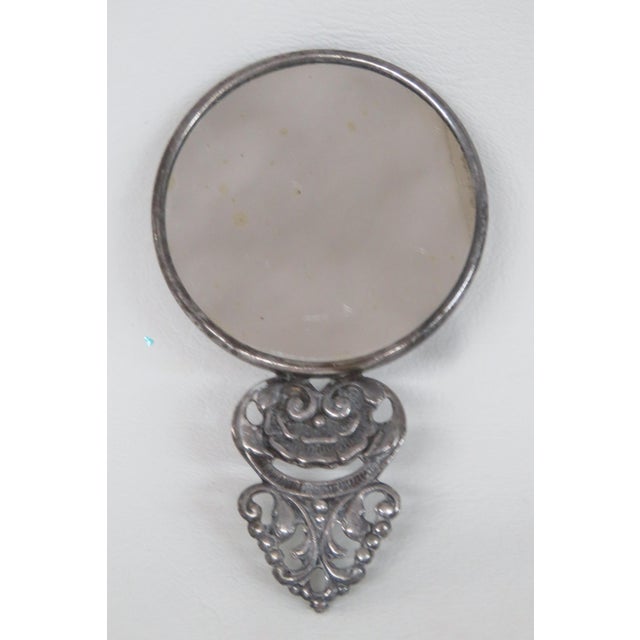Hans Jensen Denmark Small Vanity Hand Mirror Beveled Silver Plate 4725b For Sale In Miami - Image 6 of 12
