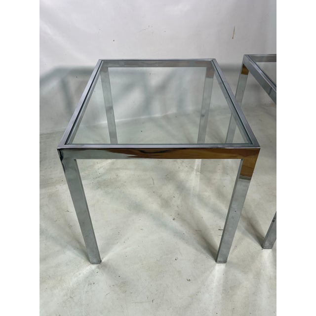 Postmodern Vintage Postmodern Chrome and Glass Side Tables - a Pair For Sale - Image 3 of 10