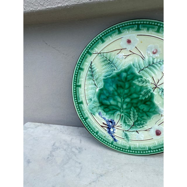 Rustic German Majolica Leaves & Ferns Plate, Circa 1890 For Sale - Image 3 of 4