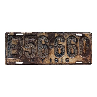 Antique License Plate New York 1916 For Sale