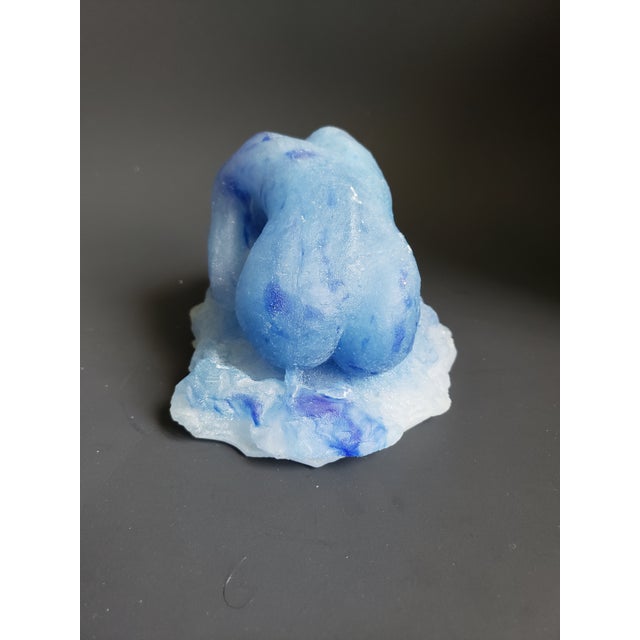 This is a gorgeous, moving pate de verre glass figurine sculpture, possibly a paperweight (but seems a bit big for that....