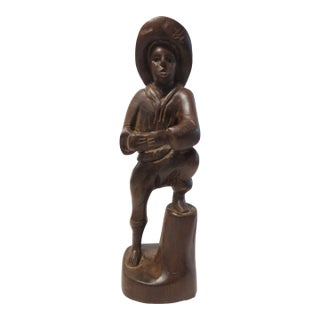 Vintage Antonio Zeppellini Hand Carved Wooden "Woodsman" Statue Sculpture - 1960s For Sale