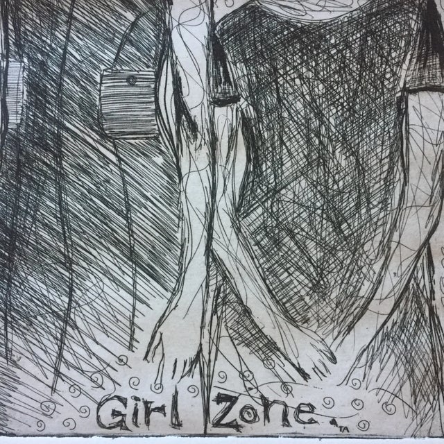 Abstract Expressionism Vintage Original Etching "Girl Zone" For Sale - Image 3 of 6